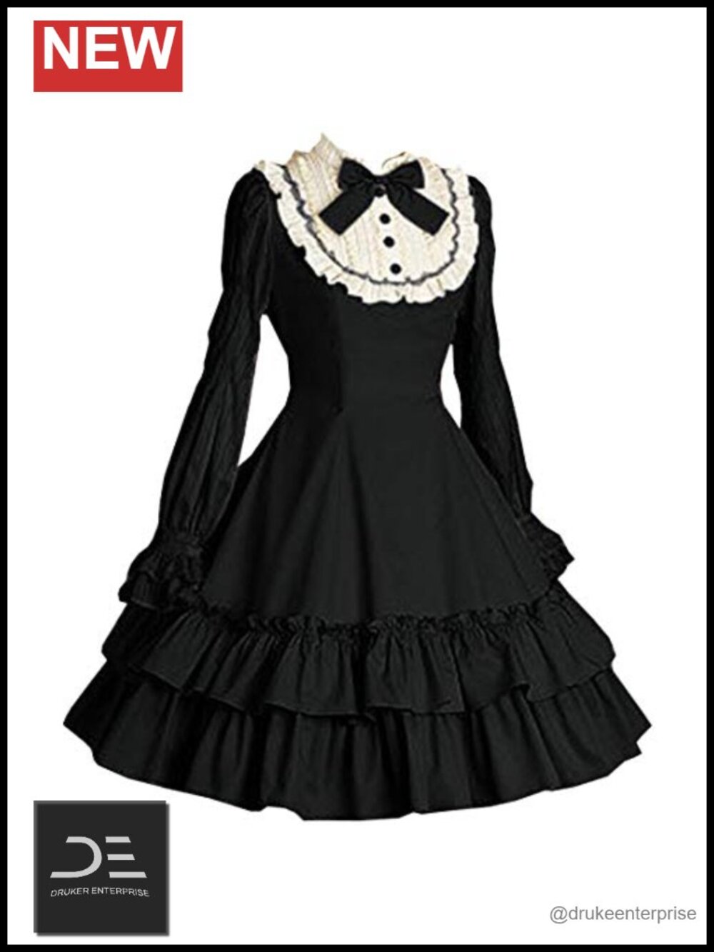Gothic Lolita Long Sleeve Knee Length Cosplay Costume Dress